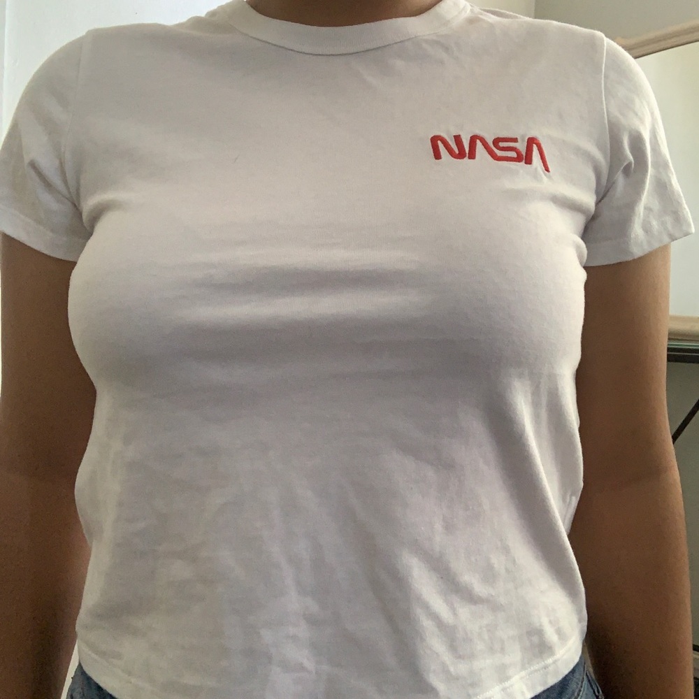 white nasa shirt w red detailing